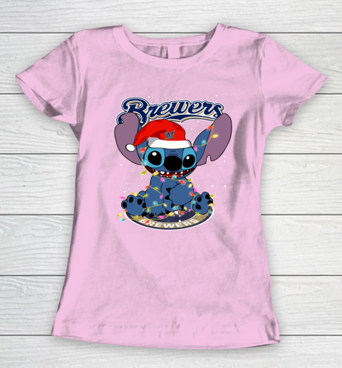 Milwaukee Brewers MLB noel stitch Baseball Christmas Women's T-Shirt 6
