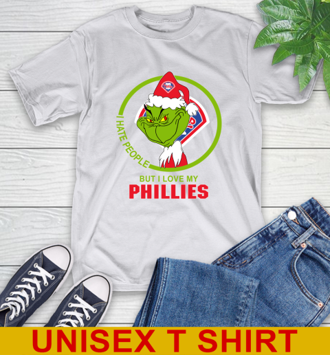 Philadelphia Phillies MLB Christmas Grinch I Hate People But I Love My Favorite Baseball Team T-Shirt 12