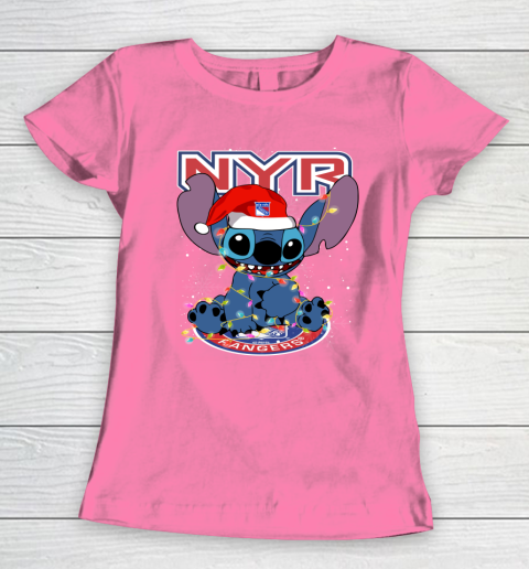 New York Rangers NHL Hockey noel stitch Christmas Women's T-Shirt 9