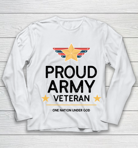 Veteran Shirt PROUD ARMY VETERAN One Nation under God Youth Long Sleeve