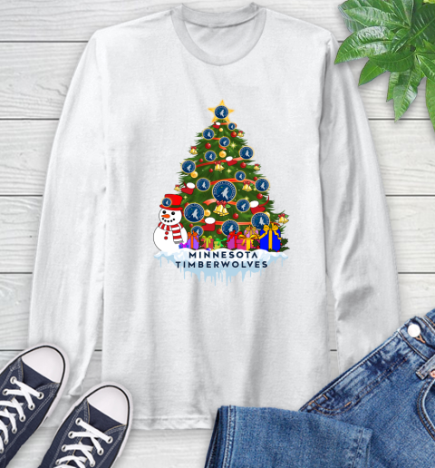 Minnesota Timberwolves Merry Christmas NBA Basketball Sports Long Sleeve T-Shirt