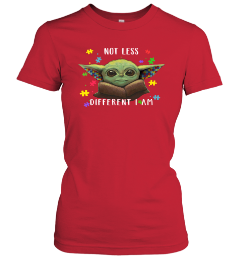 crdj not less different i am baby yoda autism awareness shirts ladies t shirt 20 front red