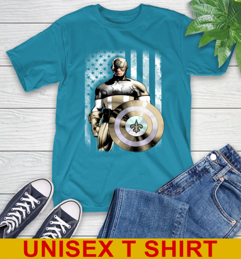 New Orleans Saints NFL Football Captain America Marvel Avengers American Flag Shirt T-Shirt 9