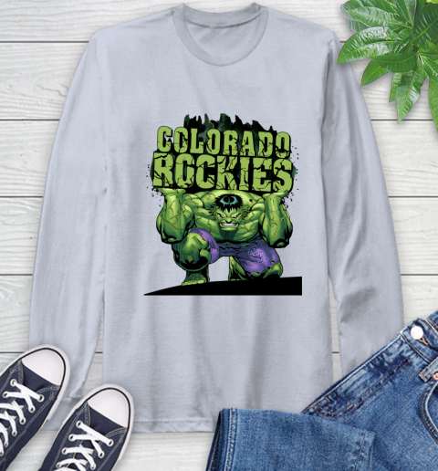 Colorado Rockies MLB Baseball Incredible Hulk Marvel Avengers Sports Long Sleeve T-Shirt 6