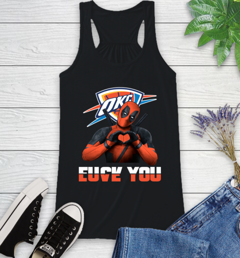 NBA Oklahoma City Thunder Deadpool Love You Fuck You Basketball Sports Racerback Tank