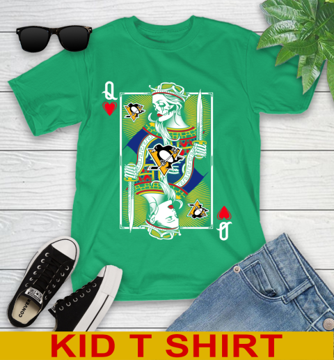 NHL Hockey Pittsburgh Penguins The Queen Of Hearts Card Shirt Youth T-Shirt 7