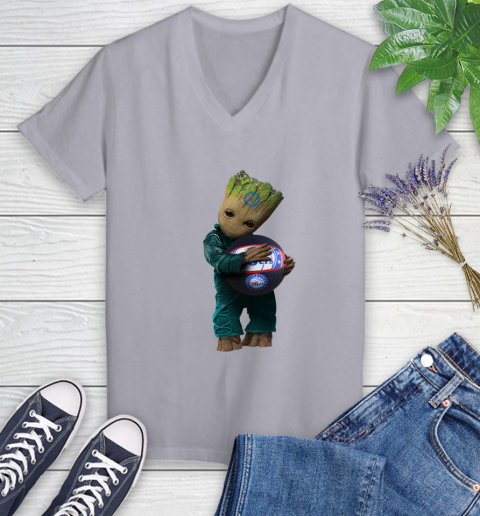 NBA Groot Guardians Of The Galaxy Basketball Sports Philadelphia 76ers Women's V-Neck T-Shirt 4
