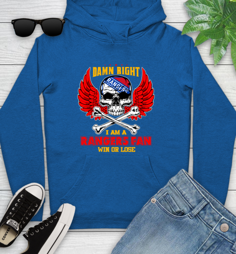 NHL Damn Right I Am A New York Rangers Win Or Lose Skull Hockey Sports Youth Hoodie 11