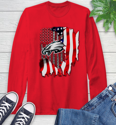 Philadelphia Eagles NFL Football American Flag Long Sleeve T-Shirt 11