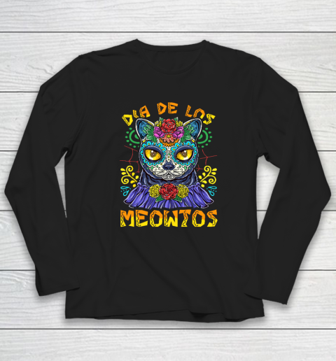 Day Of The Dead Dia De Los Muertos Cat Sugar Skull Long Sleeve T-Shirt