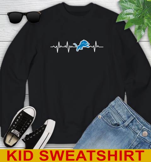 Detroit Lions NFL Football Heart Beat Shirt Youth Sweatshirt