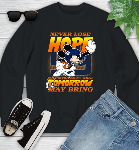 New York Giants NFL Football Mickey Disney Never Lose Hope Youth Sweatshirt