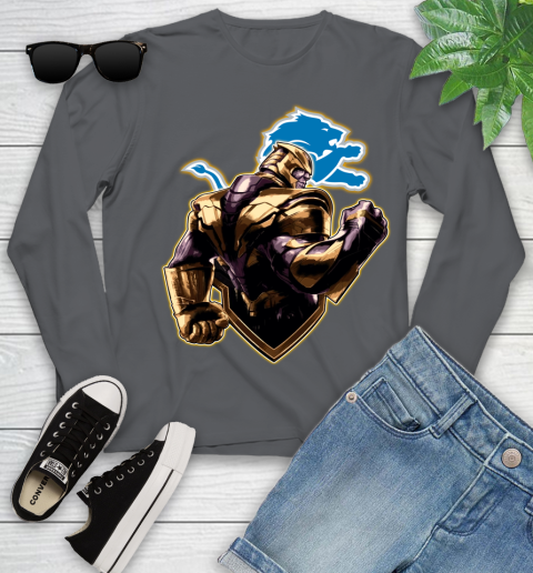 NFL Thanos Avengers Endgame Football Sports Detroit Lions Youth Long Sleeve 8