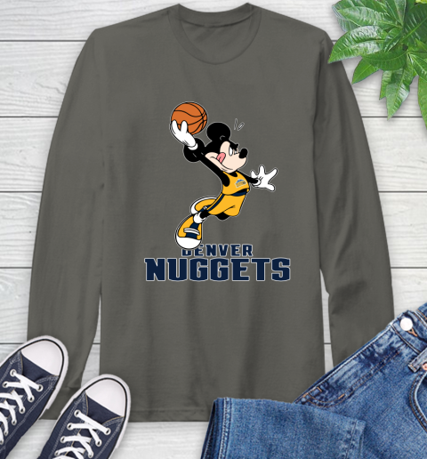 NBA Basketball Denver Nuggets Cheerful Mickey Mouse Shirt Long Sleeve T-Shirt 9