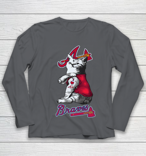 MLB Baseball My Cat Loves Atlanta Braves Youth Long Sleeve 6