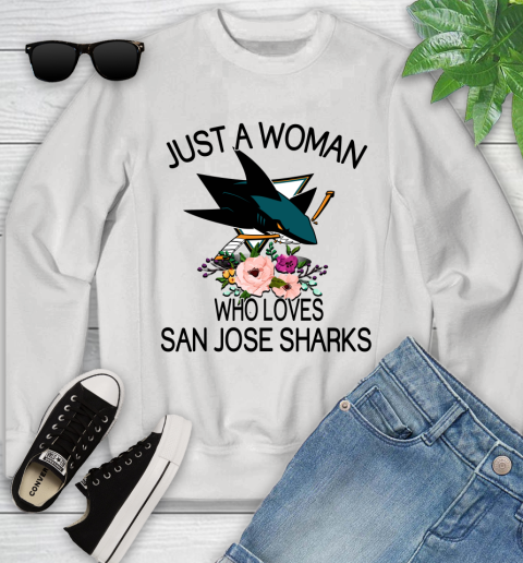 NHL Just A Woman Who Loves San Jose Sharks Hockey Sports Youth Sweatshirt