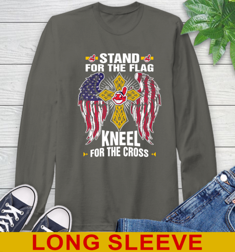 MLB Baseball Cleveland Indians Stand For Flag Kneel For The Cross Shirt Long Sleeve T-Shirt 10