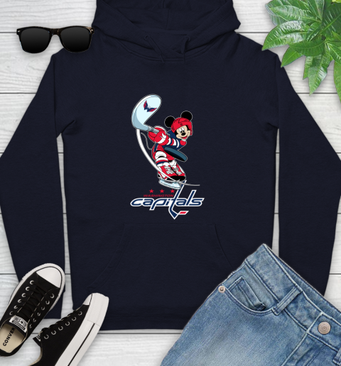 NHL Hockey Washington Capitals Cheerful Mickey Mouse Shirt Youth Hoodie 4