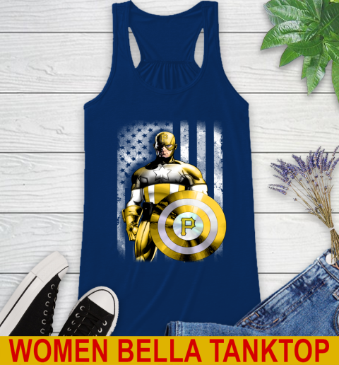 Pittsburgh Pirates MLB Baseball Captain America Marvel Avengers American Flag Shirt Racerback Tank 7