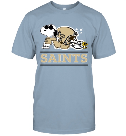 The New Orleans Saints Joe Cool And Woodstock Snoopy Mashup Unisex Jersey Tee