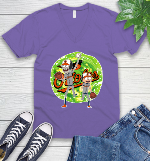 MLB Baltimore Orioles Rick And Morty Baseball Sports V-Neck T-Shirt 10