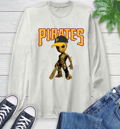 MLB Pittsburgh Pirates Groot Guardians Of The Galaxy Baseball Long Sleeve T-Shirt 12