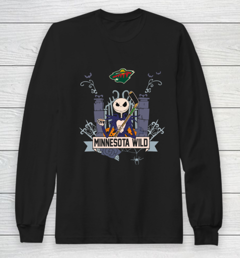 NHL Minnesota Wild Hockey Jack Skellington Halloween Long Sleeve T-Shirt