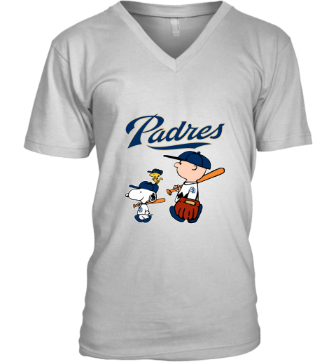 s9l5 san diego padres lets play baseball together snoopy mlb shirt v neck unisex 8 front white