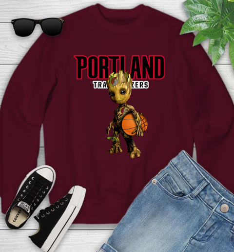Portland Trail Blazers NBA Basketball Groot Marvel Guardians Of The Galaxy Youth Sweatshirt 5