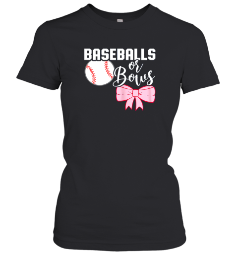 Cute Baseballs or Bows Gender Reveal  Team Boy or Team Girl Women's T-Shirt