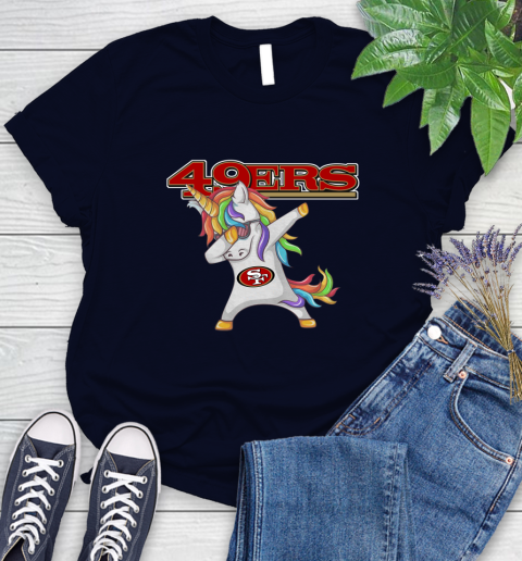 San Francisco 49ers NFL Football Funny Unicorn Dabbing Sports Women's T-Shirt 3