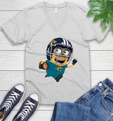 NFL Jacksonville Jaguars Minions Disney Football Sports V-Neck T-Shirt