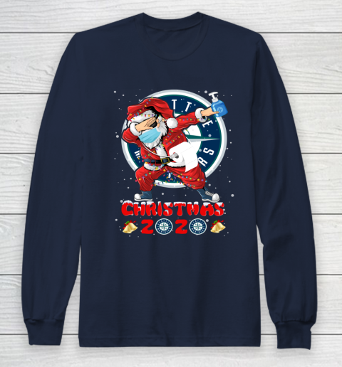 Seattle Mariners Funny Santa Claus Dabbing Christmas 2020 MLB Long Sleeve T-Shirt 2