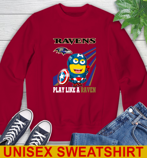 NFL Football Baltimore Ravens Captain America Marvel Avengers Minion Shirt Sweatshirt 9