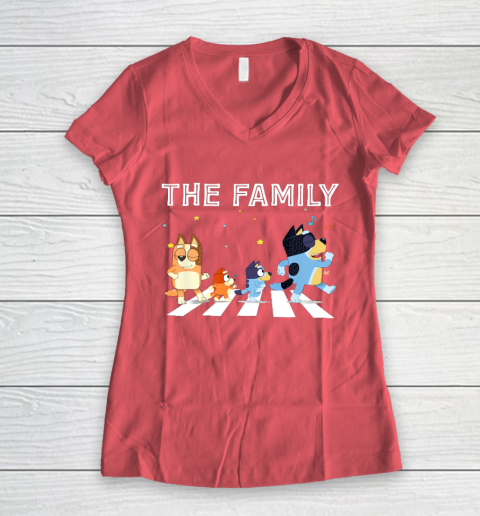 The Heeler Family Bluey Dad Mom For Lover Women's V-Neck T-Shirt 4