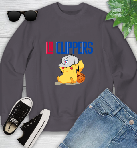 NBA Pikachu Basketball Sports Los Angeles Clippers Youth Sweatshirt 6