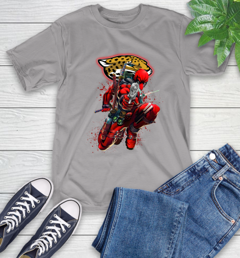 NFL Deadpool Marvel Comics Sports Football Jacksonville Jaguars T-Shirt 6