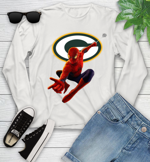 NFL Spider Man Avengers Endgame Football Green Bay Packers Youth Long Sleeve 12