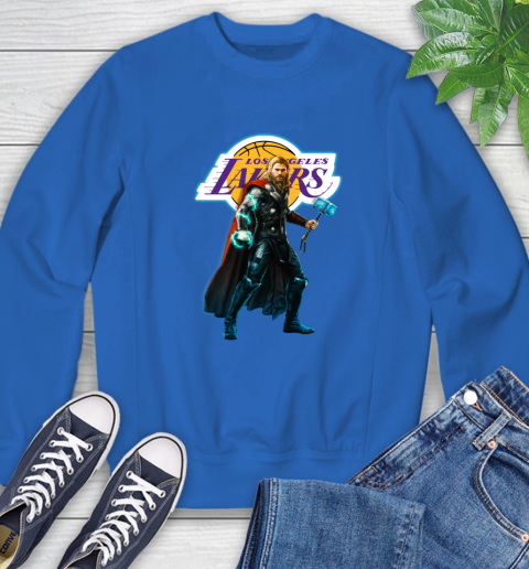 NBA Thor Avengers Endgame Basketball Los Angeles Lakers Sweatshirt 8
