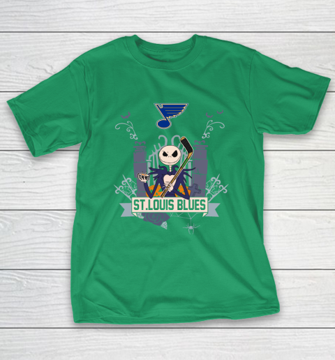 NHL St.Louis Blues Hockey Jack Skellington Halloween T-Shirt 5