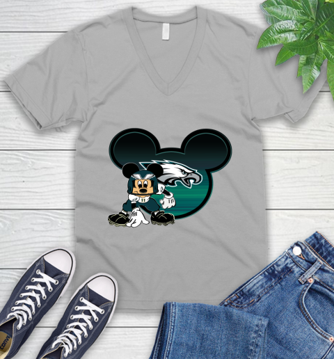 NFL Philadelphia Eagles Mickey Mouse Disney Football T Shirt V-Neck T-Shirt 4