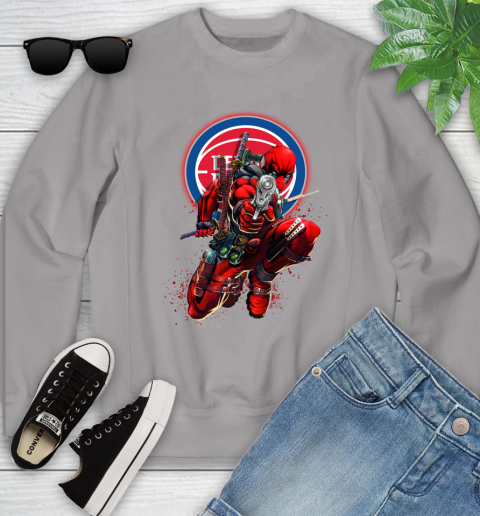 NBA Deadpool Marvel Comics Sports Basketball Detroit Pistons Youth Sweatshirt 4