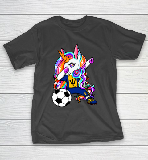 Dabbing Unicorn Barbados Soccer Fans Jersey Flag Football T-Shirt 14