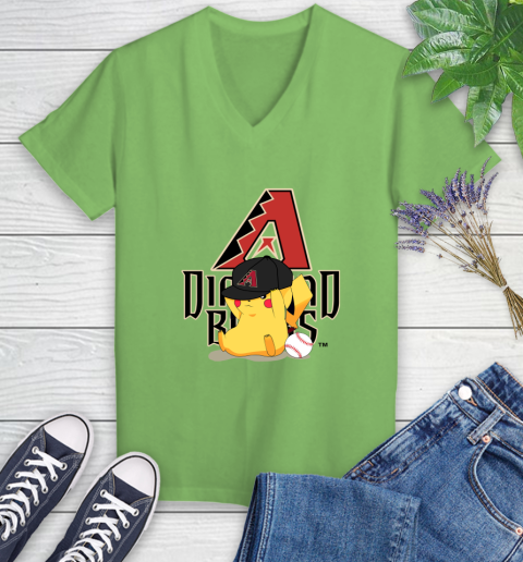 MLB Pikachu Baseball Sports Arizona Diamondbacks Women's V-Neck T-Shirt 11