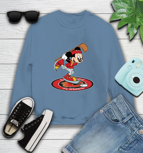 NHL Hockey Calgary Flames Cheerful Mickey Disney Shirt Sweatshirt 9 NHL Hockey Calgary Flames Cheerful Mickey Disney Shirt Sweatshirt - Image 9