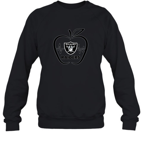 Apple Heartbeat Teacher Symbol Oakland Raiders Sweatshirt