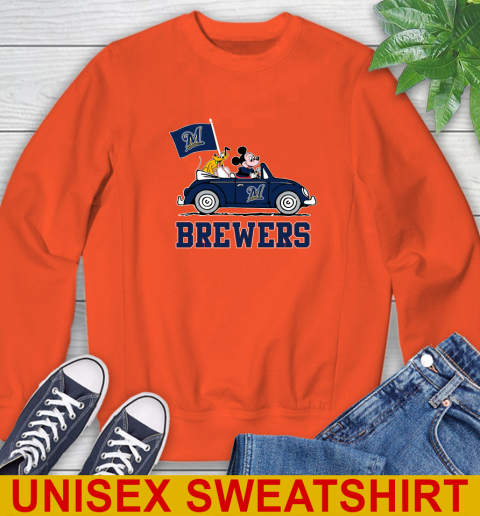 MLB Baseball Milwaukee Brewers Pluto Mickey Driving Disney Shirt Sweatshirt 4