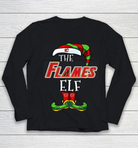Calgary Flames Christmas ELF Funny NHL Youth Long Sleeve