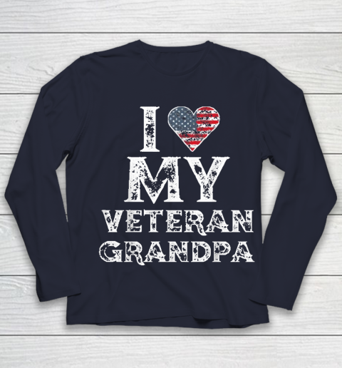 I Love My Veteran Grandpa Vintage Veteran's Day Youth Long Sleeve 2
