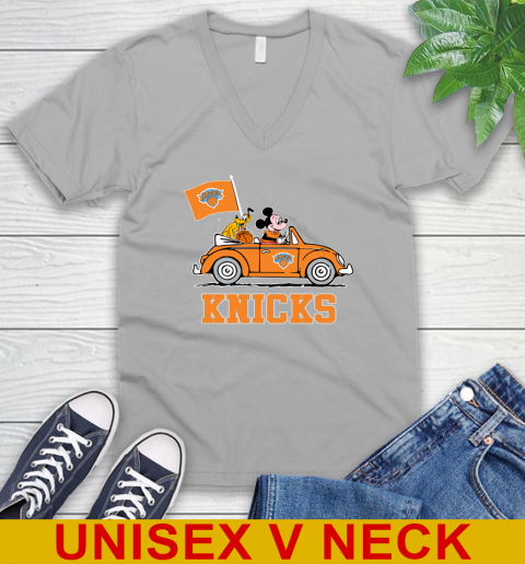 NBA Basketball New York Knicks Pluto Mickey Driving Disney Shirt V-Neck T-Shirt 4